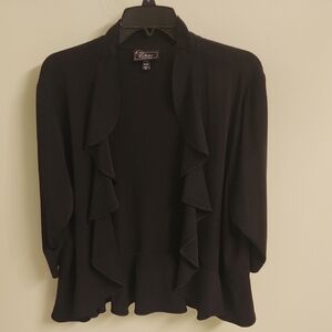 Dressbarn Black Ruffle Cardigan